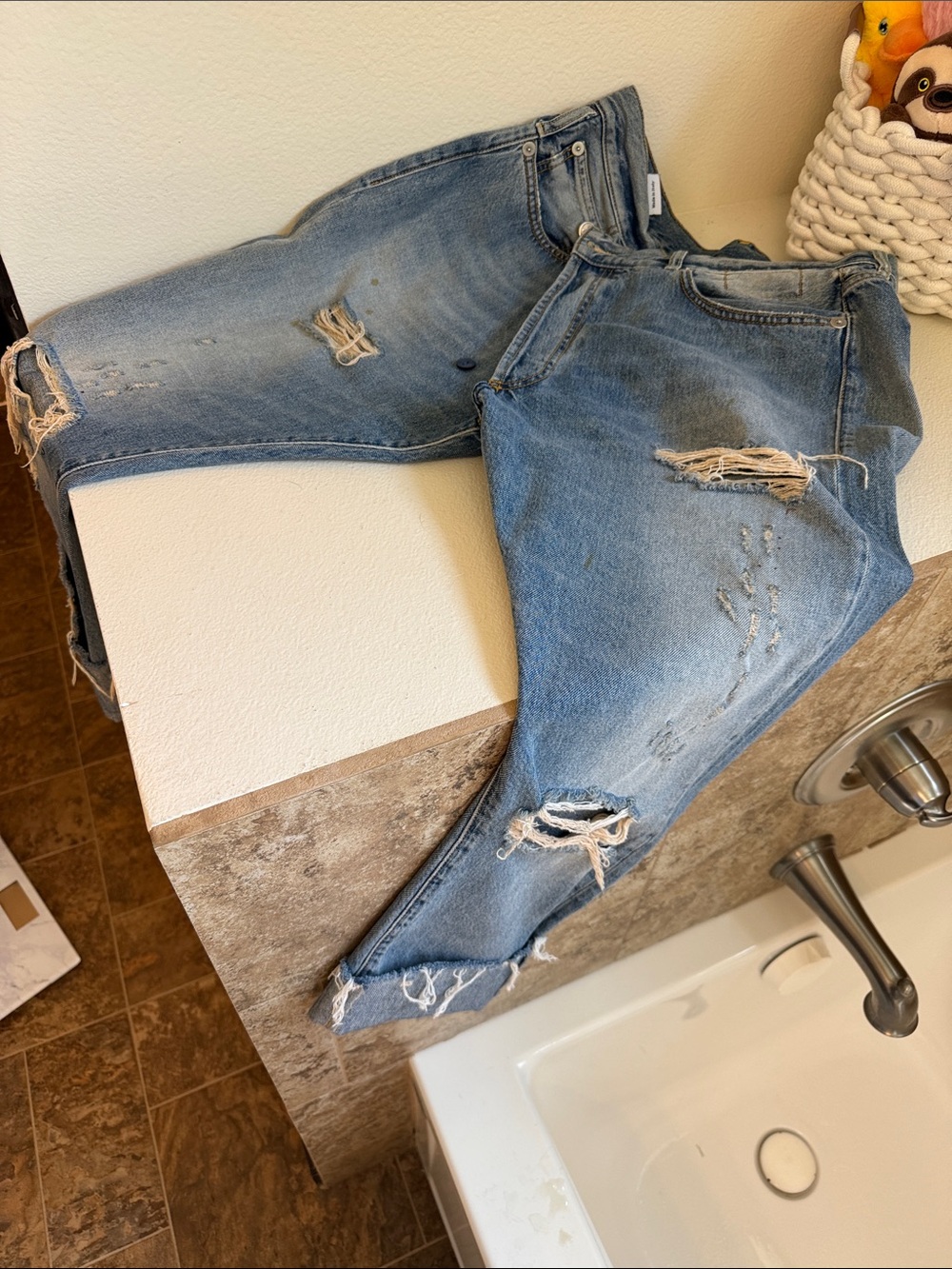 R13 Distressed Blue Jeans - Classic Casual Fit